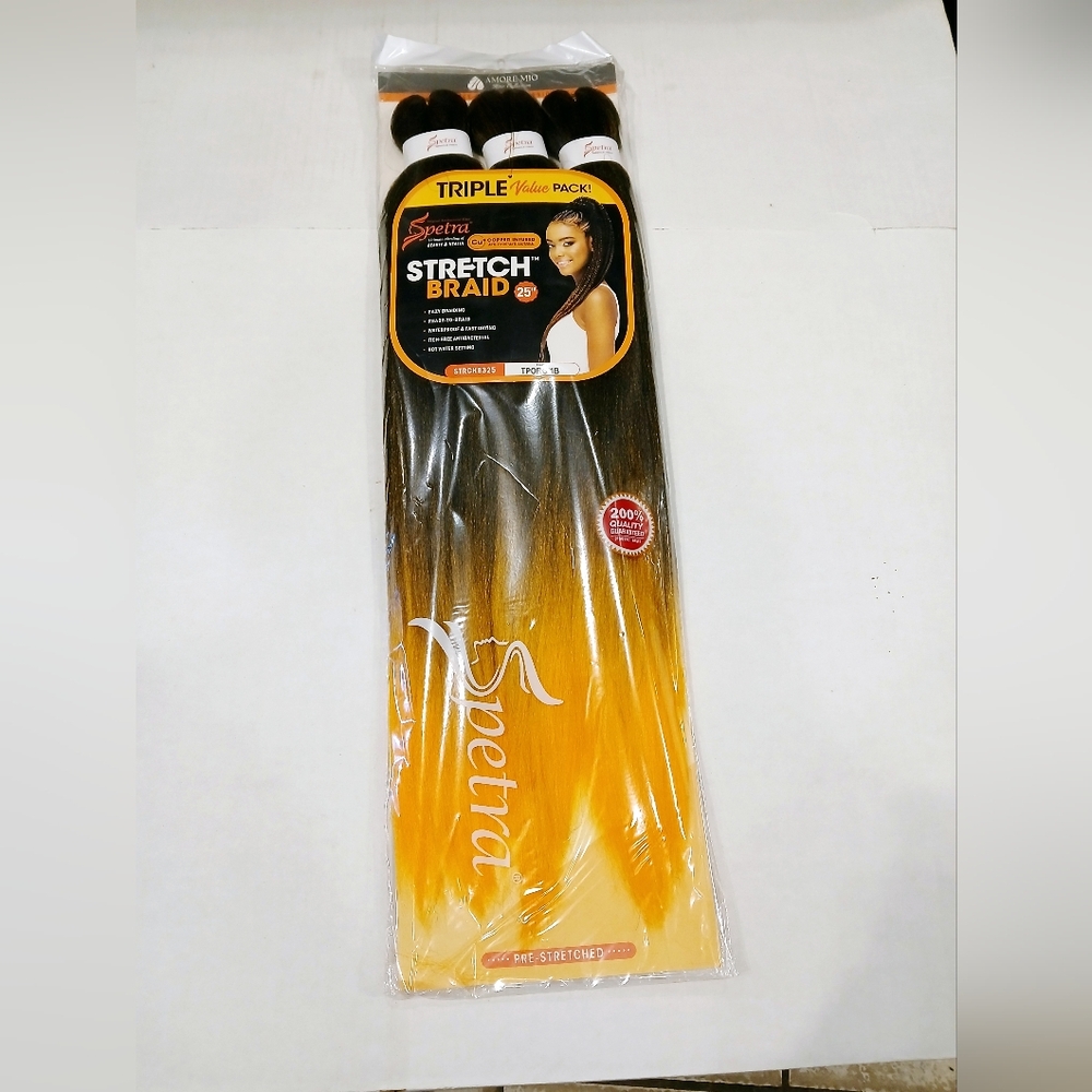 1 pack of 3X Synthetic Spectra pre-streched Braiding Hair 26" Color TPORG/1B
